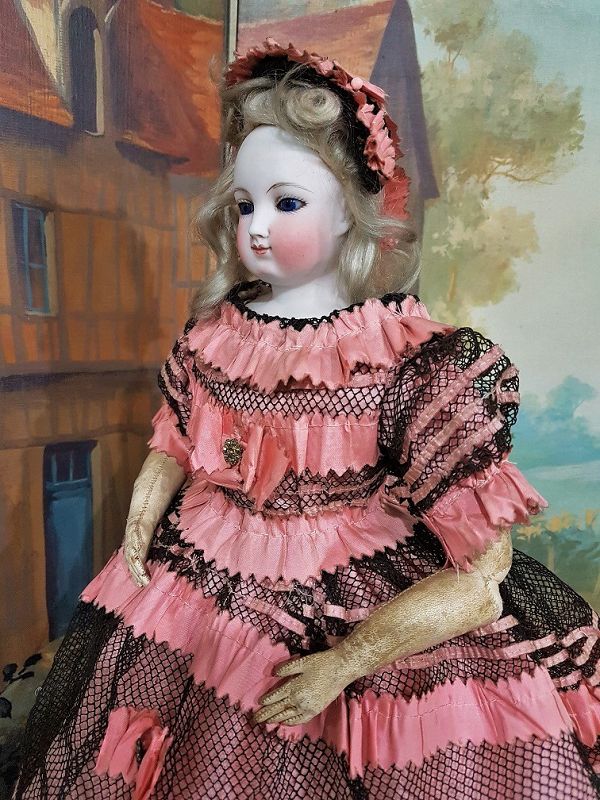 Early French Poupee by Blampoix with Gorgeous Enfantine Costume
