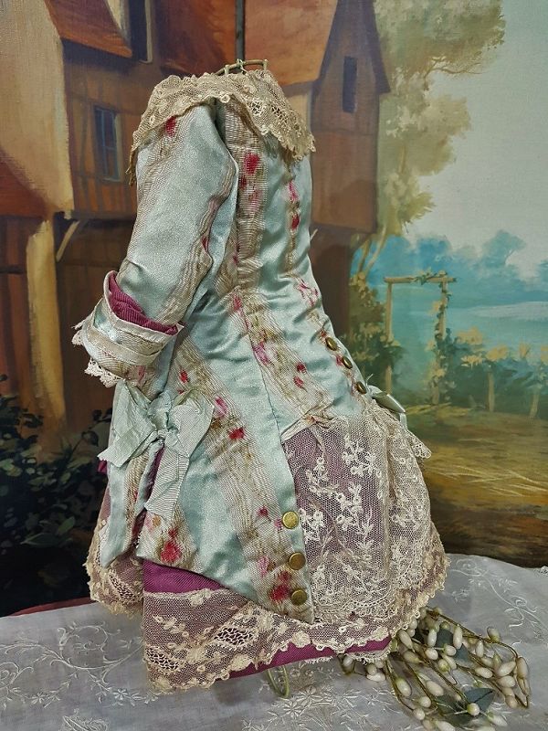 ~~~ Marvelous French Bebe Silk Costume with matching Bonnet ~~~