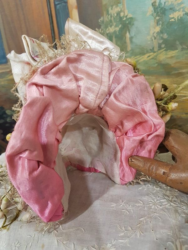 ~~~Pretty French Pink Silk Bebe Costume with Matching Bonnet ~~~