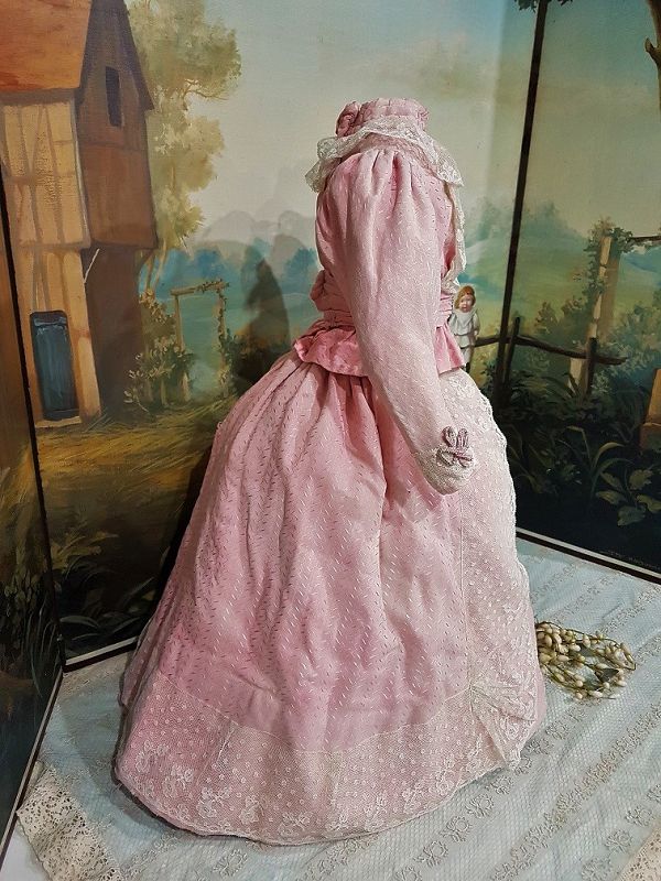 French Antique Three Piece Lady´s Gown with Train for ca. 24&quot; / 25&quot;