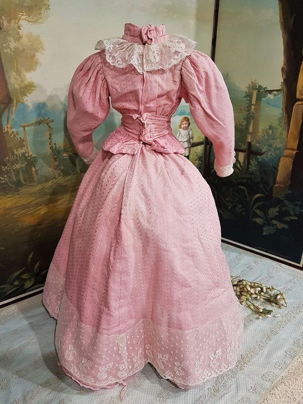 French Antique Three Piece Lady´s Gown with Train for ca. 24&quot; / 25&quot;