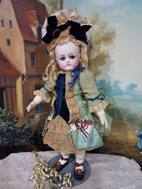 Rare French Bisque Bebe by Petit et Dumoutier in Beautiful Costume