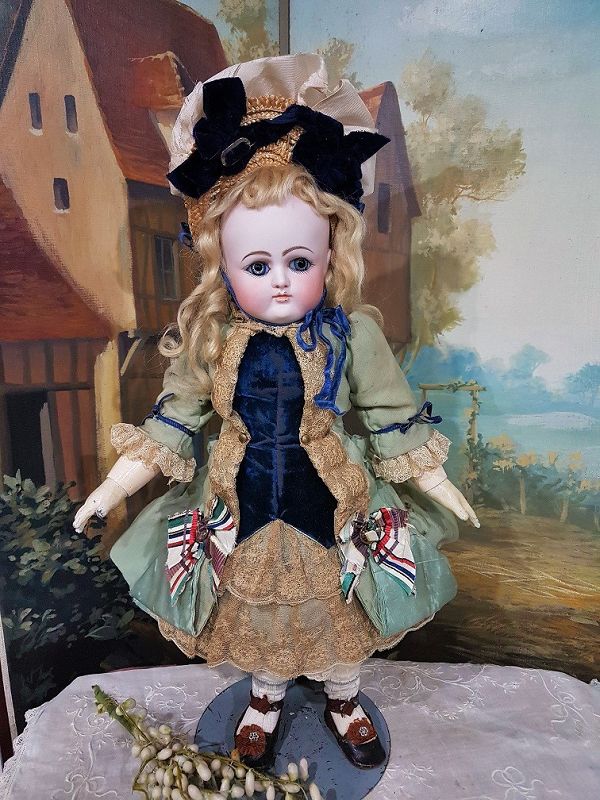 Rare French Bisque Bebe by Petit et Dumoutier in Beautiful Costume