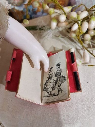 ~~~ Rare French Poupee Dance Card Book / circa 1860/68