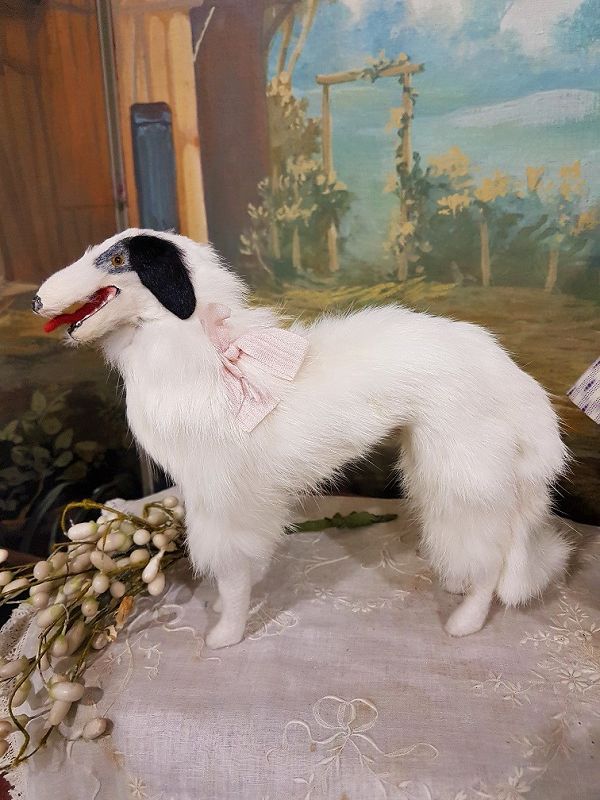 Lovely 19th. Century French Poupee Russian Borzoi Dog