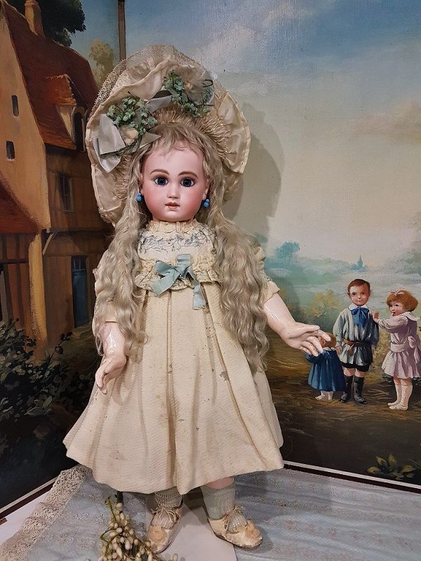 Early Rare early French Schmitt et Fils Bebe in original Clothing