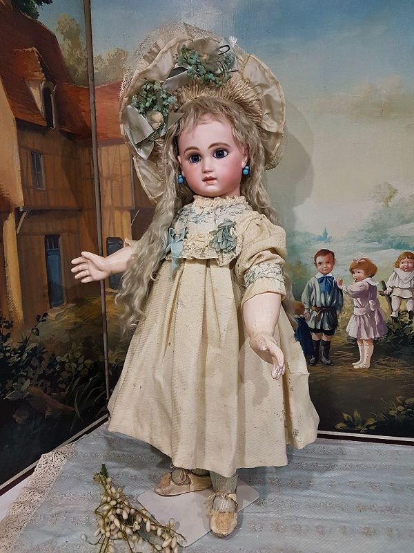 Early Rare early French Schmitt et Fils Bebe in original Clothing