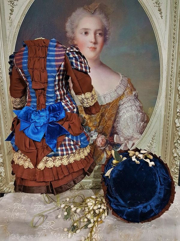 ~~~ Marvelous French Bebe Silk Costume with lovely Bonnet ~~~