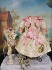 Superb French Silk & Lace Costume with Lovely Bonnet