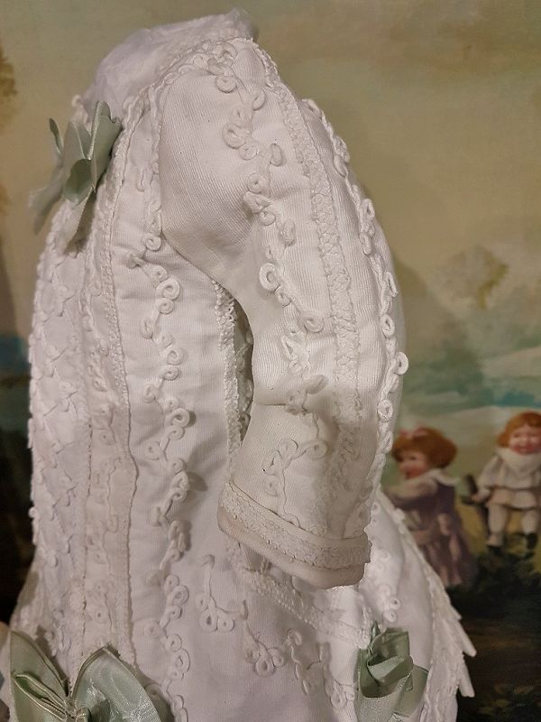 Fantastic White Antique French Pique Dress with matching Bonnet