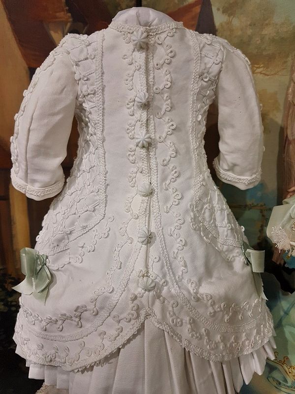 Fantastic White Antique French Pique Dress with matching Bonnet