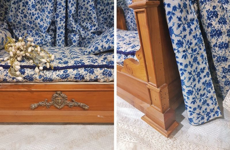 Rare Stunning French Poupee Day Bed with Lavish Fittings
