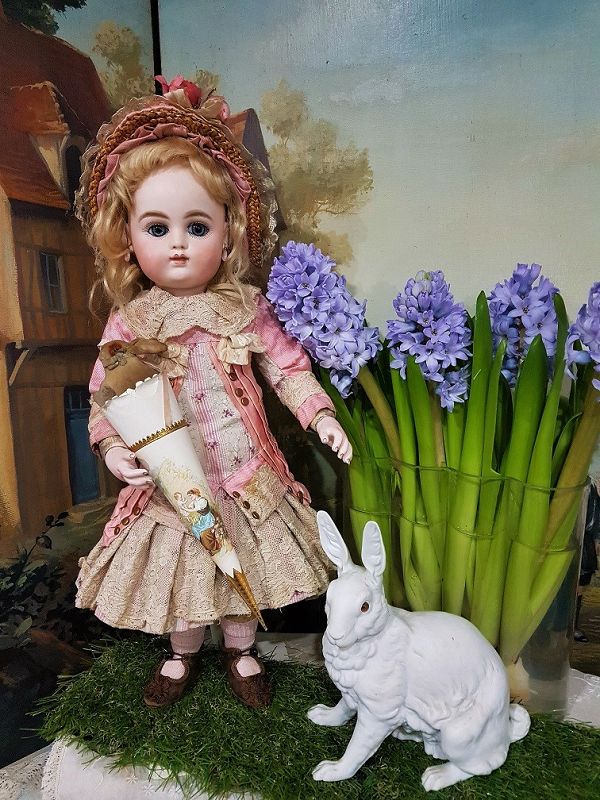 Rare French Bisque Bebe by Henri Delcroix with Bisque Hands