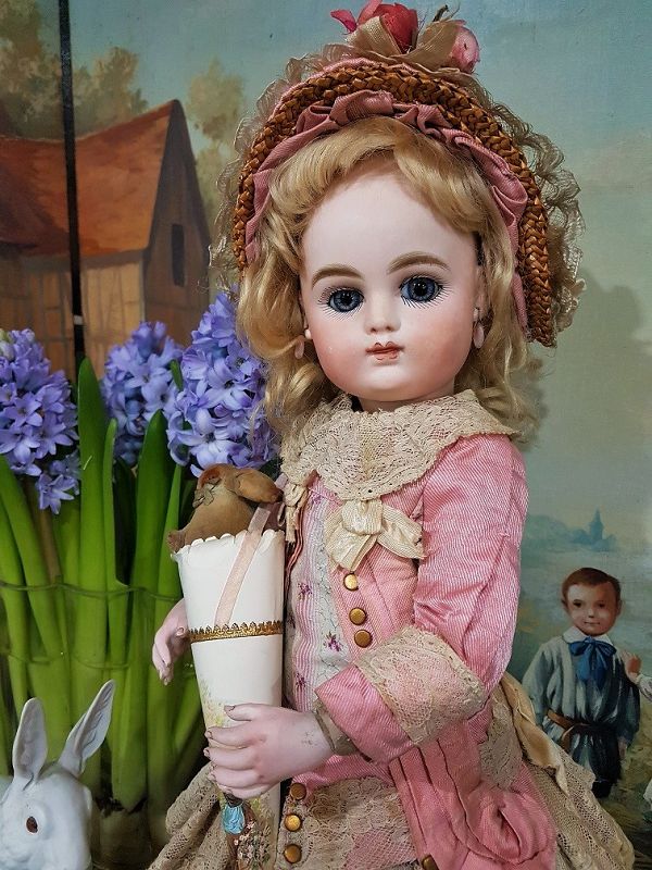 Rare French Bisque Bebe by Henri Delcroix with Bisque Hands