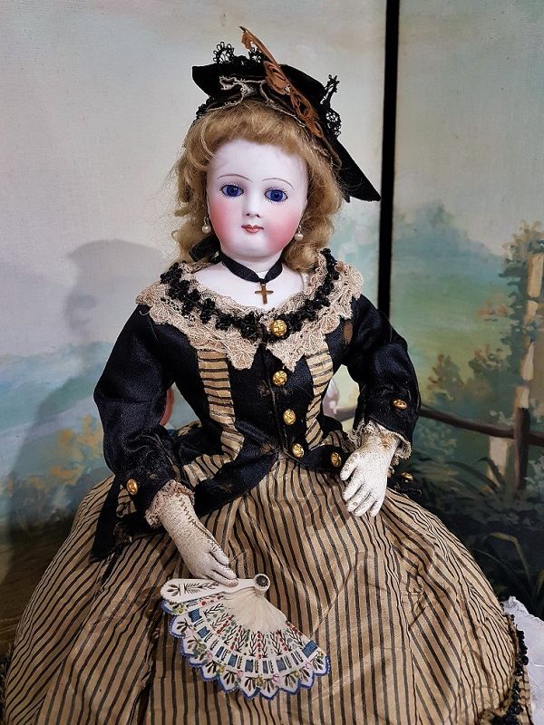 ~~~ Angel Face French Bisque Poupee with Marvelous Costume ~~~