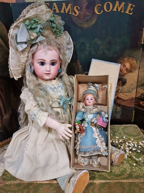 ~~~ Extraordinary French Bisque Candy Container Doll in Box ~~~