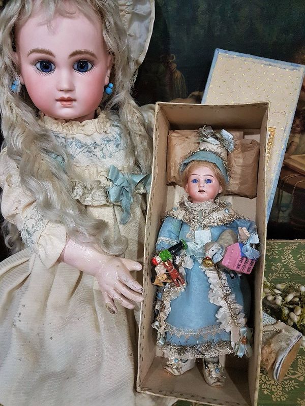 ~~~ Extraordinary French Bisque Candy Container Doll in Box ~~~