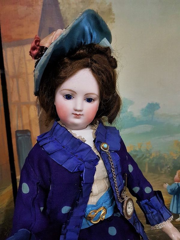 Rare French Bisque Wooden Body Poupee with &quot;Lily&quot; Face