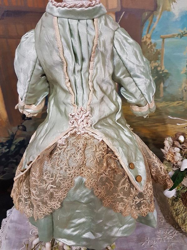 Marvelous French Bebe Silk Costume with Matching Bonnet