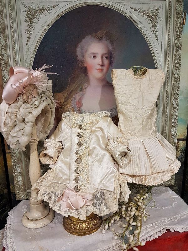 ~~~ Marvelous French Bebe Silk Costume with lovely Bonnet ~~~