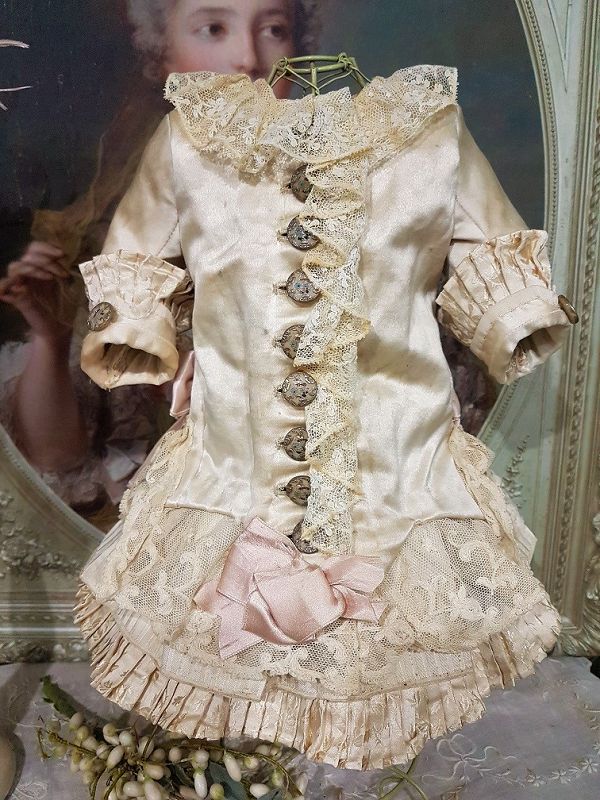 ~~~ Marvelous French Bebe Silk Costume with lovely Bonnet ~~~