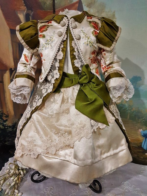 ~~Stunning French Silk BeBe Costume with Bonnet / Jumeau Costume ~~