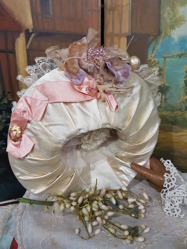Elegant French Two piece Bebe Silk Costume with Antique Straw Bonnet