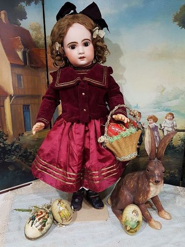 Lovely French Bisque Bebe by Maison Jumeau in Pretty Clothing