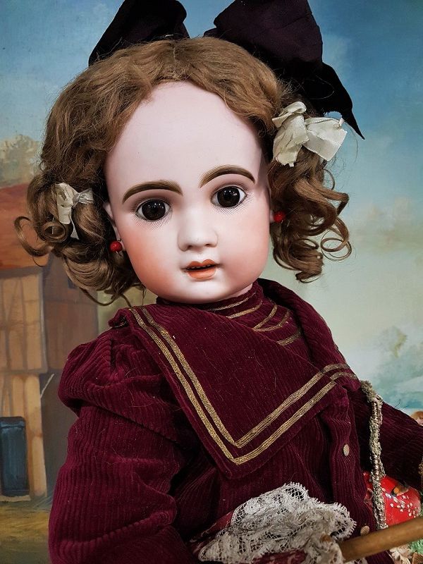 Lovely French Bisque Bebe by Maison Jumeau in Pretty Clothing