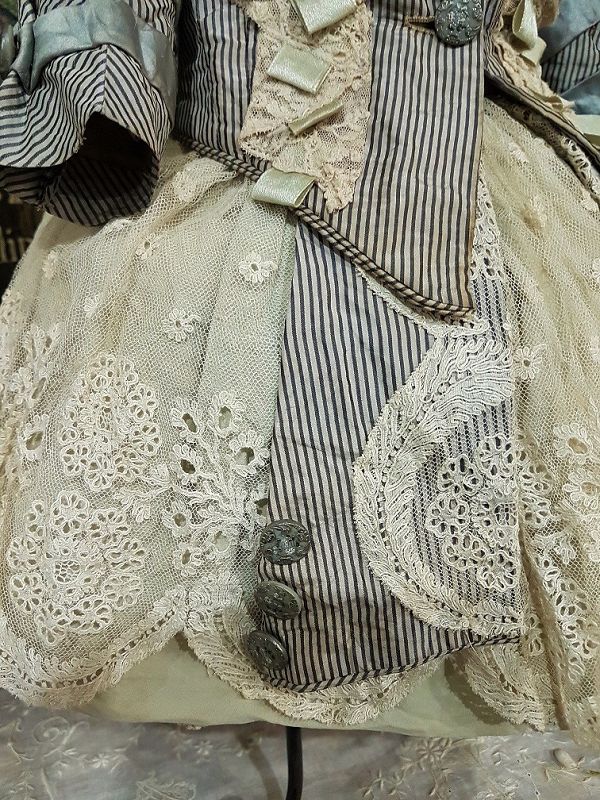 ~~~ Superb Two Piece French Bebe Costume with matching Silk Bonnet ~~~