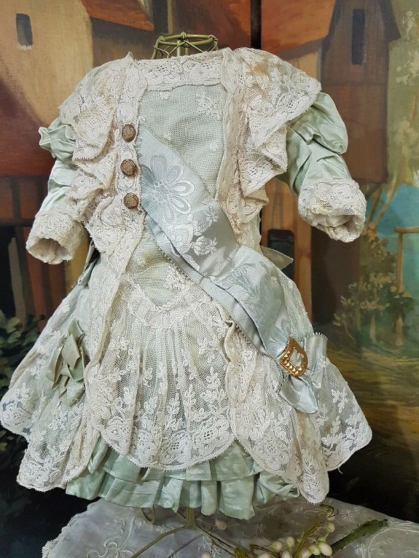 Most Beautiful French Lace and Silk Costume with matching Bonnet