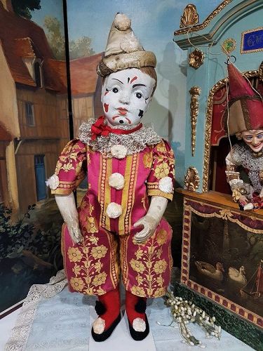 Unusual French Paper Mache Clown in original Costume