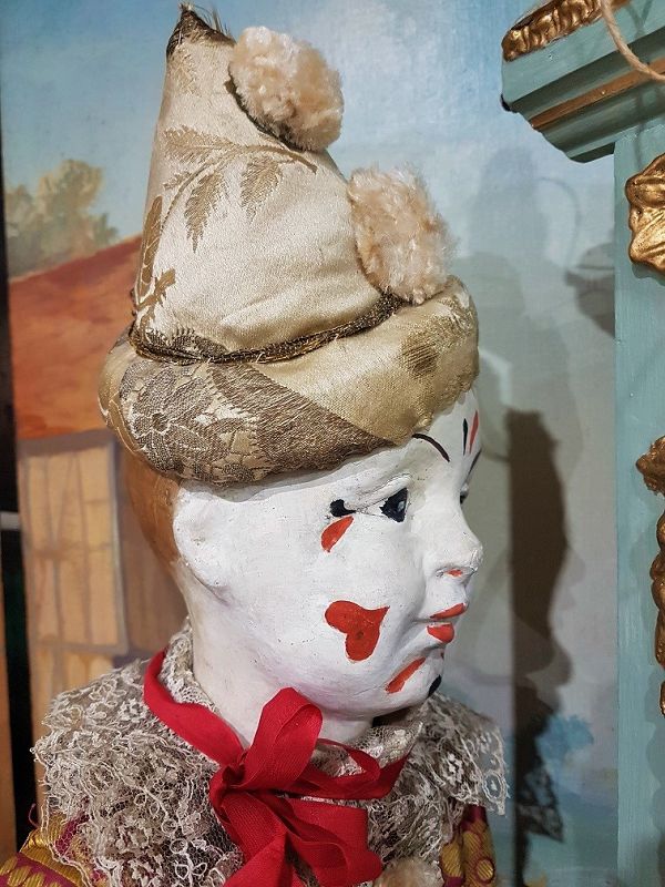 Unusual French Paper Mache Clown in original Costume