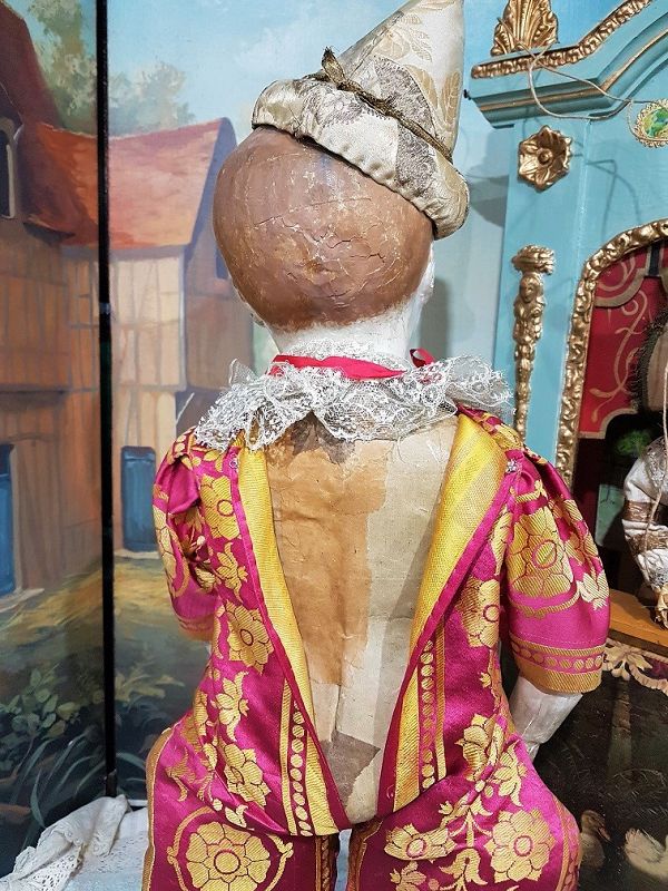 Unusual French Paper Mache Clown in original Costume