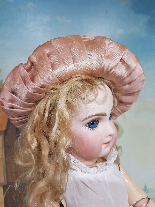 ~~~ Stunning French Silk BeBe Costume with Bonnet like Jumeau Gown ~~~