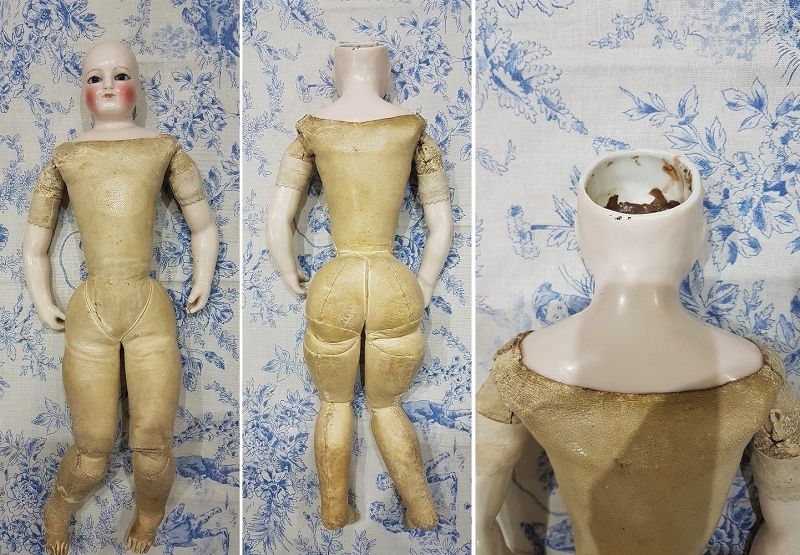 Early French Porcelain Blampoix Poupee with Rare Sculpted Arms