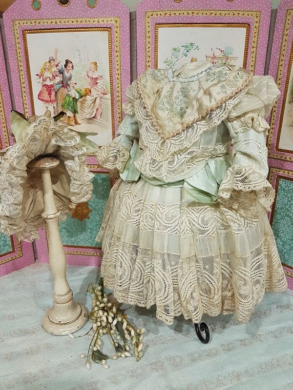 ~~~ Fancy French Bebe Costume with Marching High Brim silk Bonnet ~~~