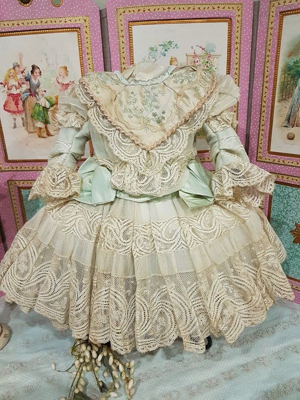 ~~~ Fancy French Bebe Costume with Marching High Brim silk Bonnet ~~~