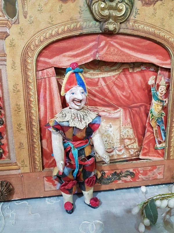 Rare all original Bisque Head Clown Mignonette in original Clothing