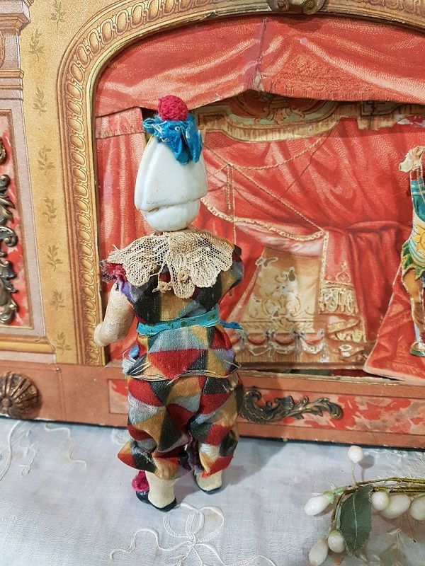 Rare all original Bisque Head Clown Mignonette in original Clothing