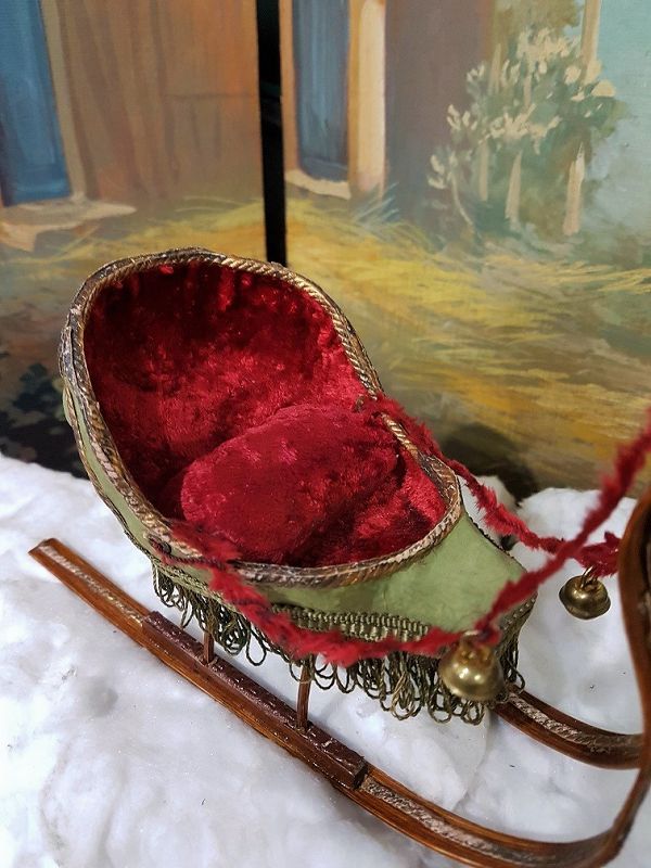 Rare 19th. century Miniature Paper Mache Mignonette Sledge