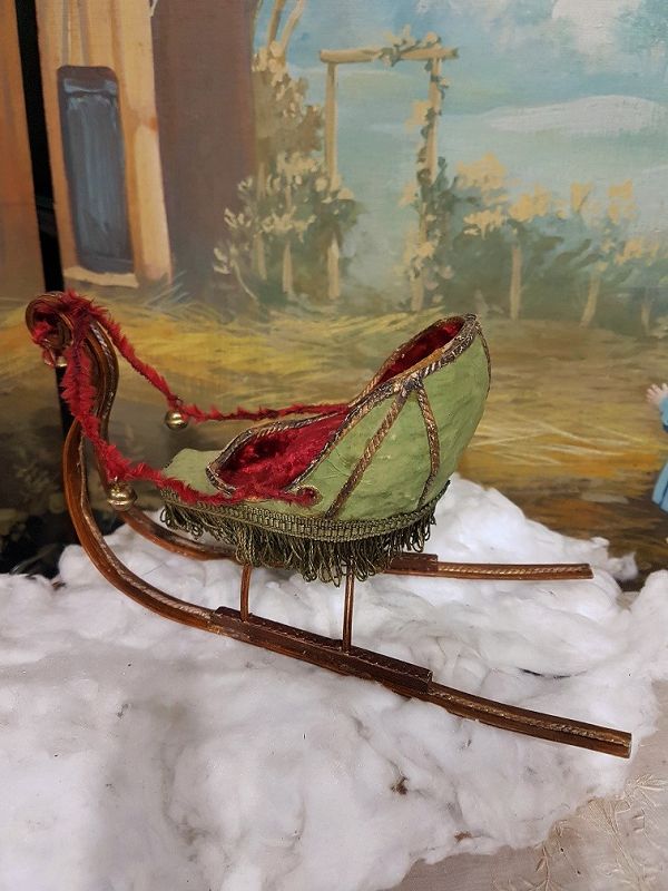 Rare 19th. century Miniature Paper Mache Mignonette Sledge