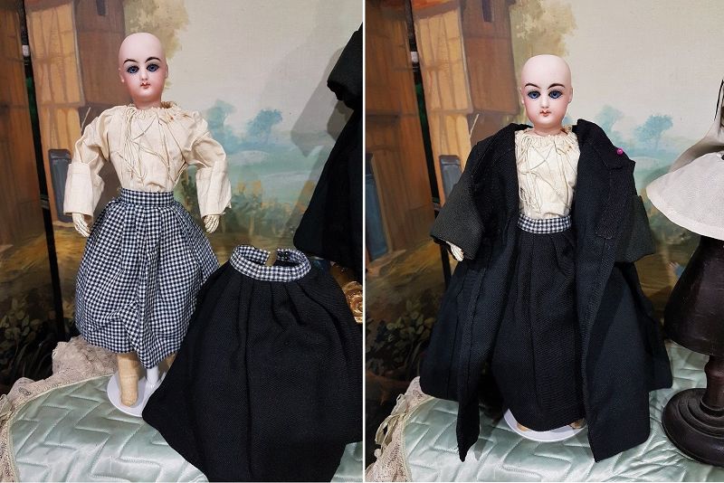 Marvelous French Bisque Nun Poupee in original Costume &amp; Preserving
