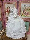 Pretty White Enfantine Pique Cotton Gown for Fashion Doll