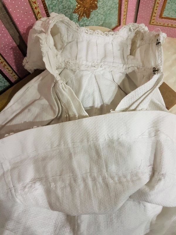 Pretty White Enfantine Pique Cotton Gown for Fashion Doll