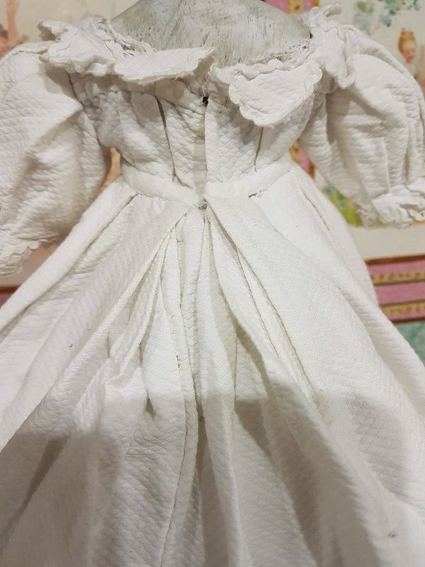 Pretty White Enfantine Pique Cotton Gown for Fashion Doll