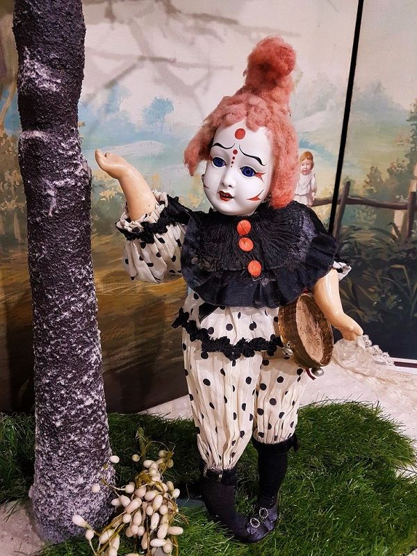 ~~~ Rare Factory Original French Bisque Clown Bebe ~~~