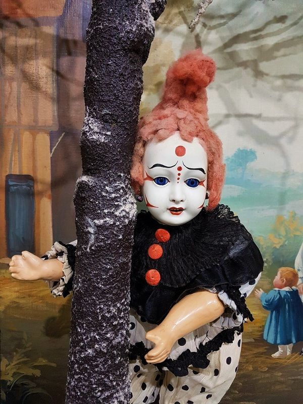 ~~~ Rare Factory Original French Bisque Clown Bebe ~~~