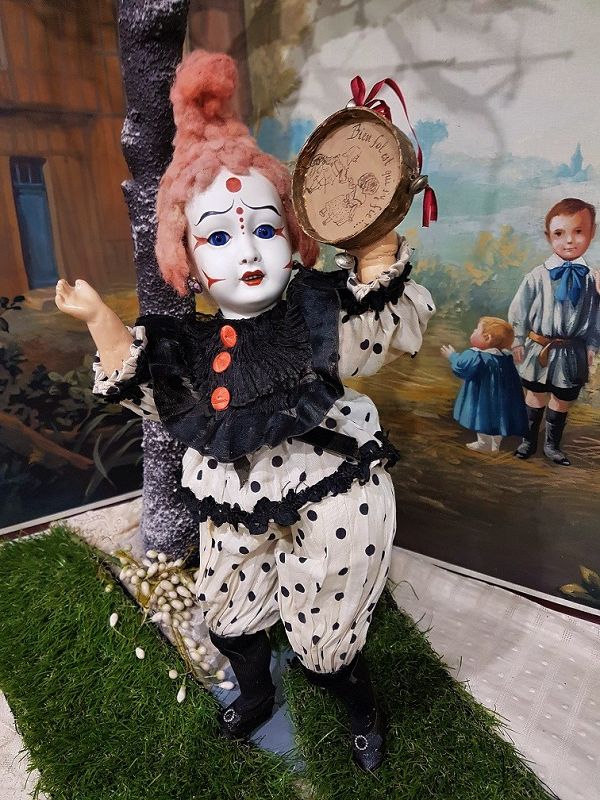 ~~~ Rare Factory Original French Bisque Clown Bebe ~~~