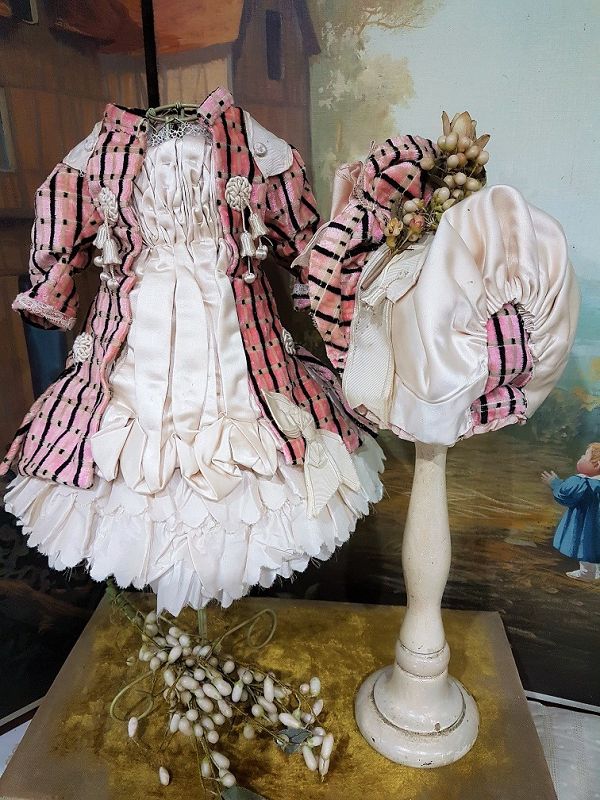 Superb French Silk Costume with matching Bonnet